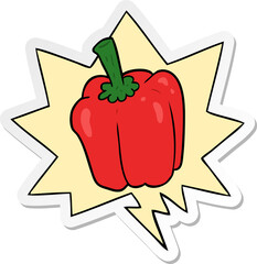 cartoon fresh organic pepper and speech bubble sticker