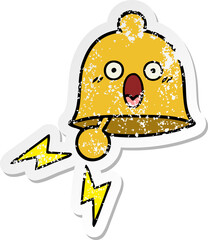 distressed sticker of a cute cartoon ringing bell