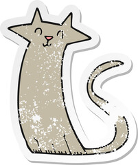 retro distressed sticker of a cartoon cat