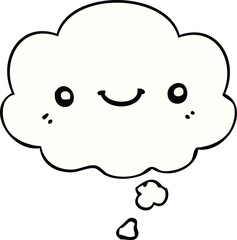 cartoon cute happy face and thought bubble