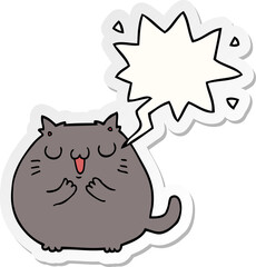 happy cartoon cat and speech bubble sticker