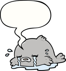 cartoon crying fish and speech bubble