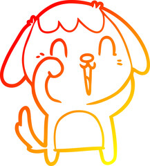 warm gradient line drawing cute cartoon dog