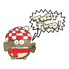 speech bubble textured cartoon cute owl singing twit twoo