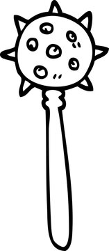 black and white cartoon mace weapon clip art preview