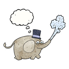 thought bubble textured cartoon elephant squirting water