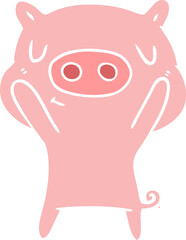 flat color style cartoon content pig