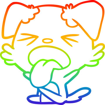 recommend clip art: rainbow gradient line drawing cartoon dog throwing tantrum