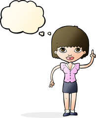 cartoon woman with idea with thought bubble
