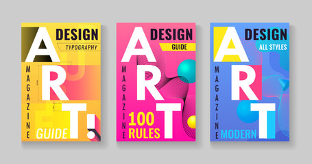 Colorful design magazine covers posters illustration