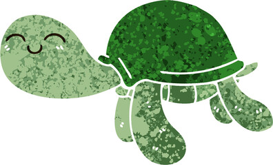 quirky retro illustration style cartoon turtle