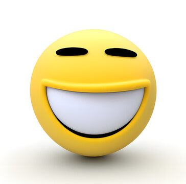 3D Rendering happy emoji with lips isolated on white background generative ai funny smiley smiling face