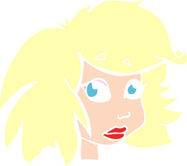 flat color illustration of a cartoon female face