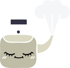 flat color retro cartoon steaming kettle