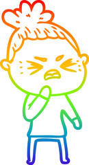 Obraz premium rainbow gradient line drawing cartoon angry woman