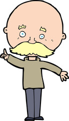 cartoon bald man with idea