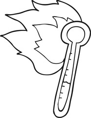 black and white cartoon temperature gauge getting too hot