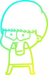 cold gradient line drawing cartoon happy boy