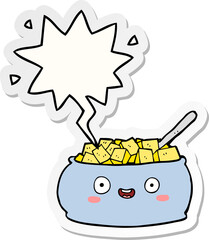 cute cartoon bowl of sugar and speech bubble sticker