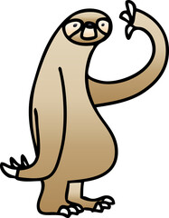 quirky gradient shaded cartoon sloth