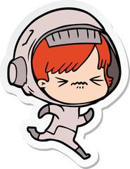 sticker of a cartoon space girl running