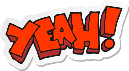 sticker of a yeah cartoon shout