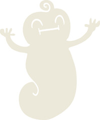 flat color illustration cartoon happy ghost