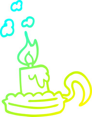 cold gradient line drawing cartoon candle in candleholder