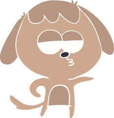 flat color style cartoon bored dog