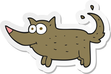 sticker of a cartoon dog wagging tail