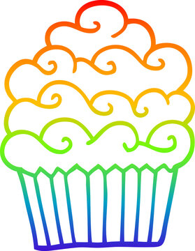 recommend clip art: rainbow gradient line drawing cartoon vanilla cupcake