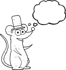 thought bubble cartoon mouse in top hat