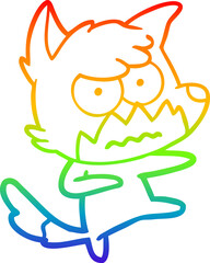 Obraz premium rainbow gradient line drawing cartoon annoyed fox
