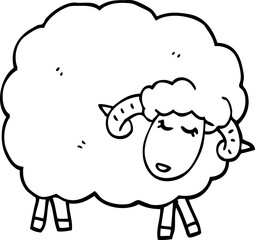 line drawing cartoon sheep with horns