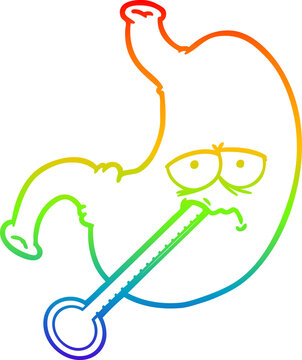 recommend clip art: rainbow gradient line drawing cartoon upset stomach