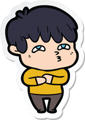 sticker of a cartoon curious man