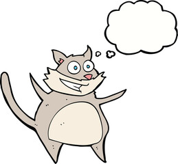 funny cartoon cat with thought bubble