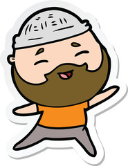 sticker of a cartoon happy bearded man