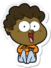 sticker of a excited man cartoon