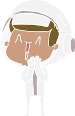 happy flat color style cartoon astronaut