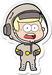 sticker of a cartoon surprised astronaut