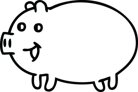 line drawing cartoon pig