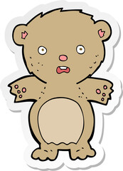 sticker of a frightened teddy bear cartoon