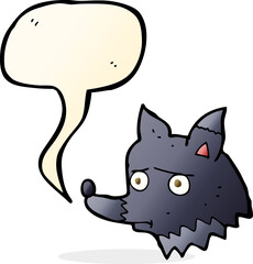 cartoon unhappy dog with speech bubble