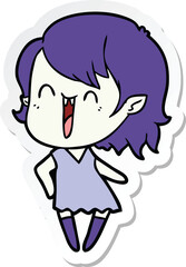 sticker of a cute cartoon happy vampire girl