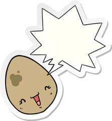 cartoon egg and speech bubble sticker