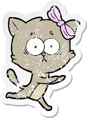 Obraz na płótnie Canvas distressed sticker of a cartoon cat