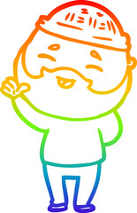 rainbow gradient line drawing cartoon happy bearded man
