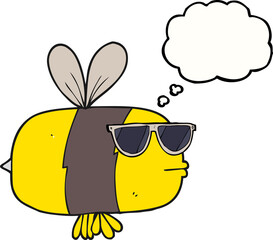 Fototapeta premium thought bubble cartoon bee wearing sunglasses