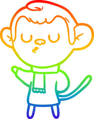 rainbow gradient line drawing cartoon monkey